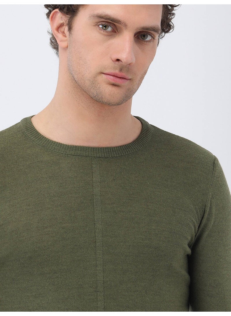Light Khaki Crew Neck Wool Blend Knitwear