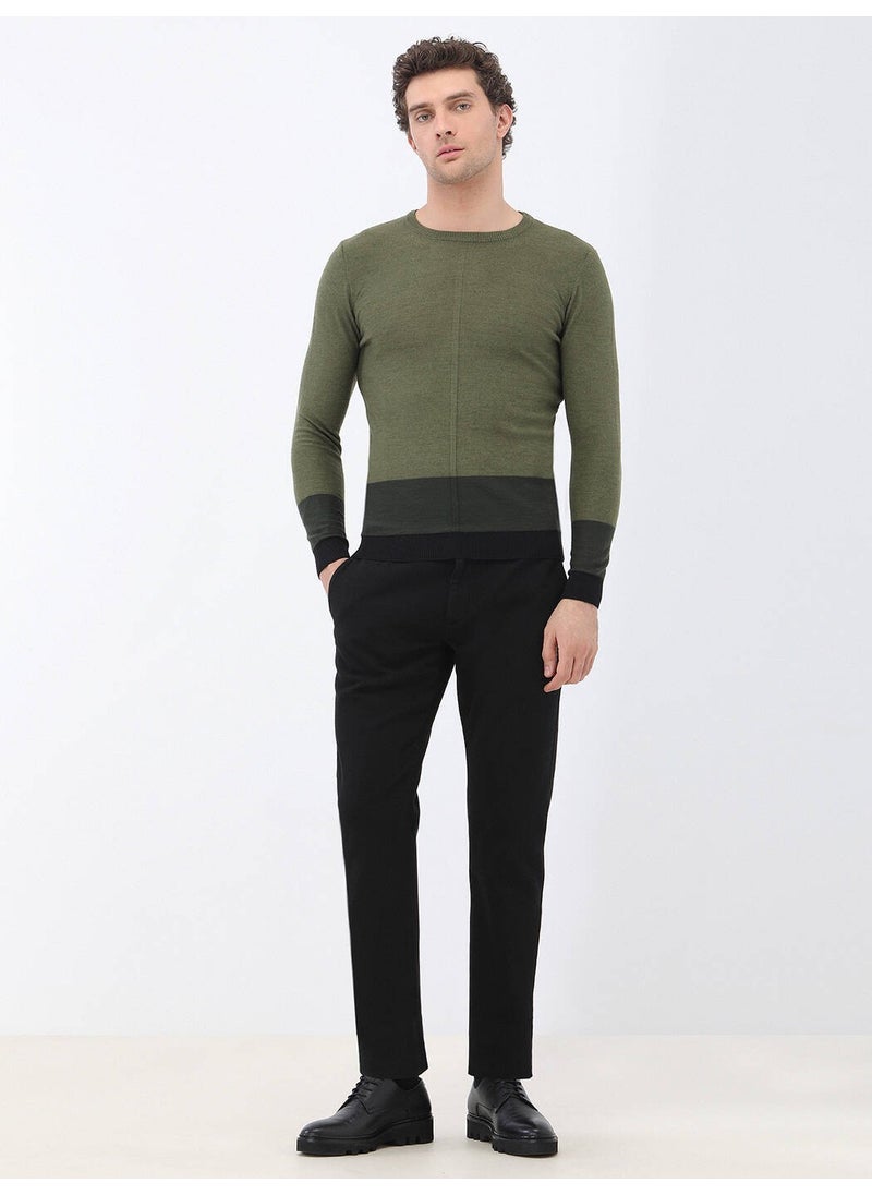 Light Khaki Crew Neck Wool Blend Knitwear