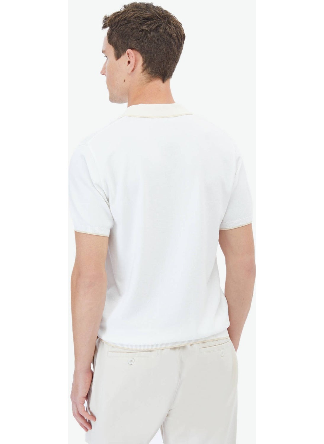Ecru Polo Neck Plain Knit Knitwear
