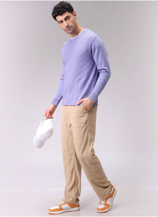 Men Relaxed Fit Solid High Neck Sweater