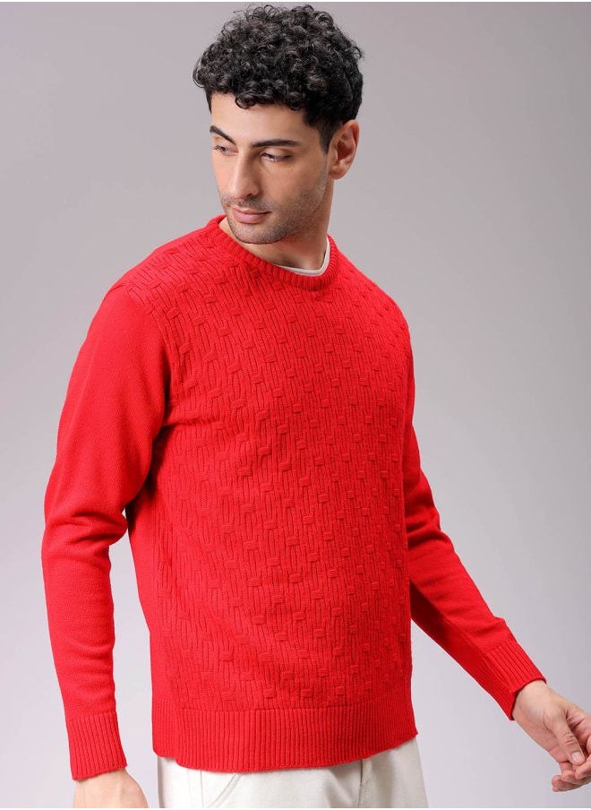 Men Relaxed Fit Solid High Neck Sweater