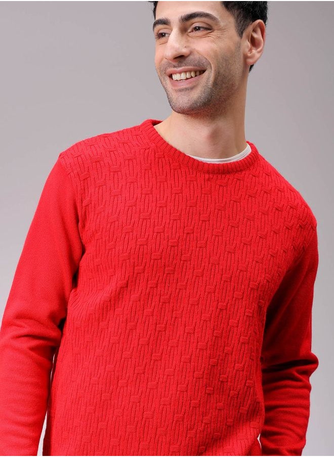 Men Relaxed Fit Solid High Neck Sweater