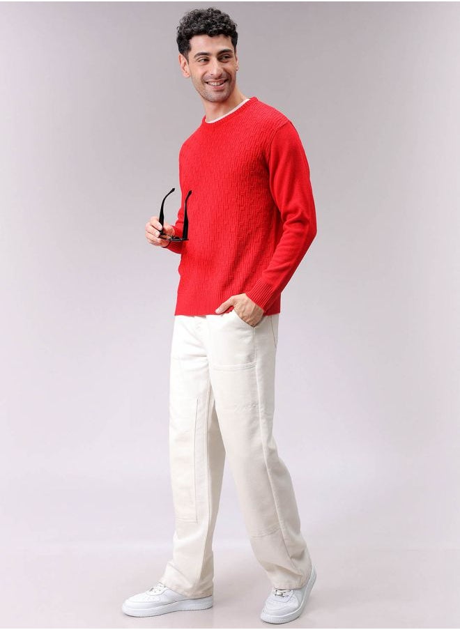 Men Relaxed Fit Solid High Neck Sweater