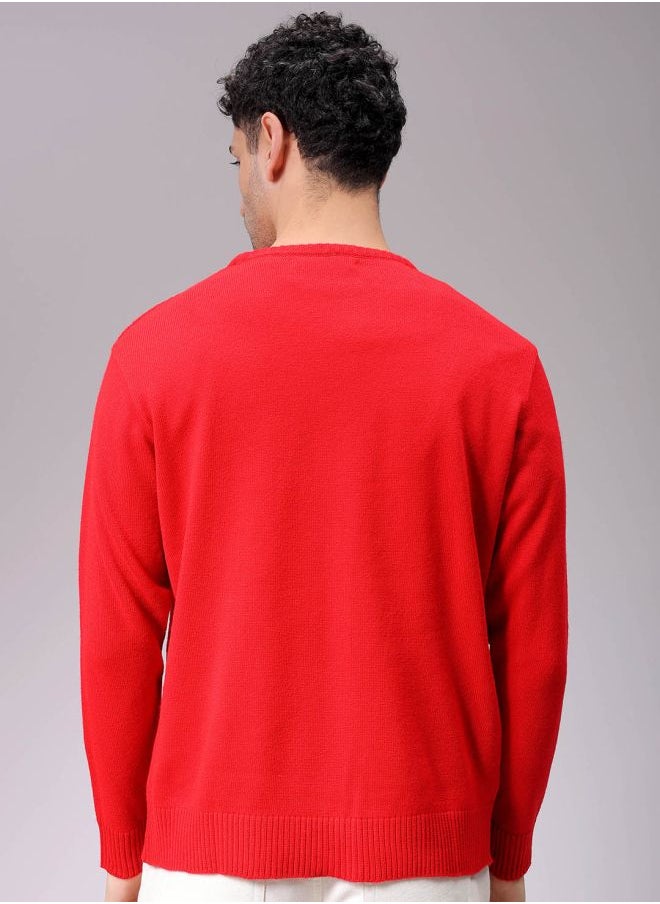 Men Relaxed Fit Solid High Neck Sweater