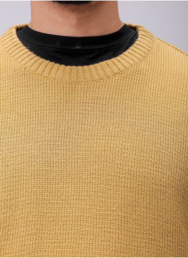 Men Oversized Solid Crew Neck Sweater