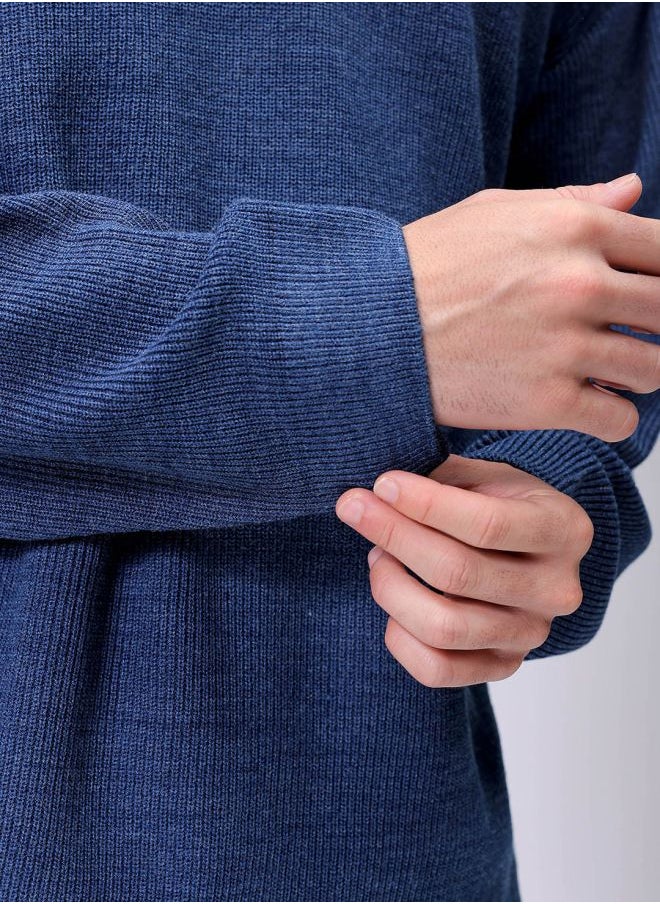 Men Oversized Solid Crew Neck Sweater