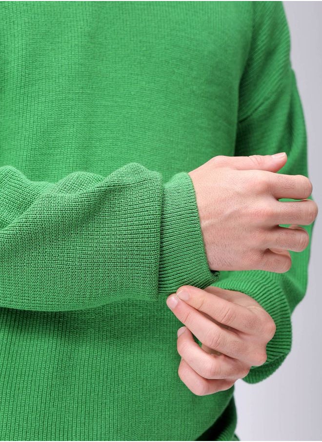 Men Oversized Solid Crew Neck Sweater