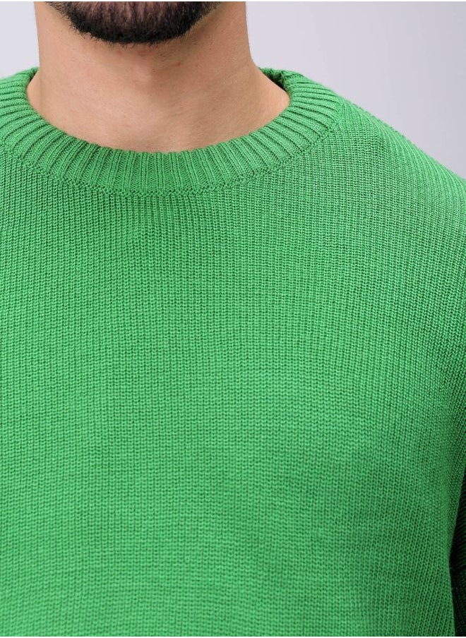 Men Oversized Solid Crew Neck Sweater