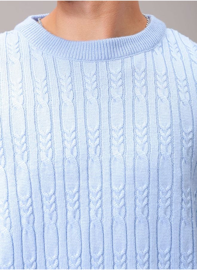 Men Oversized Textured Crew Neck Sweater