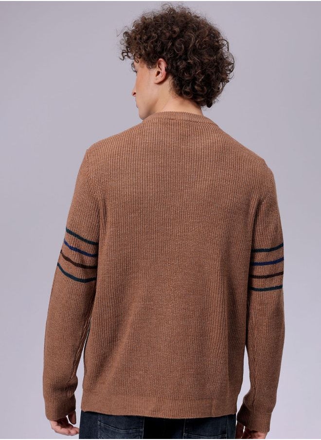 Men Relaxed Fit Textured Crew Neck Sweater