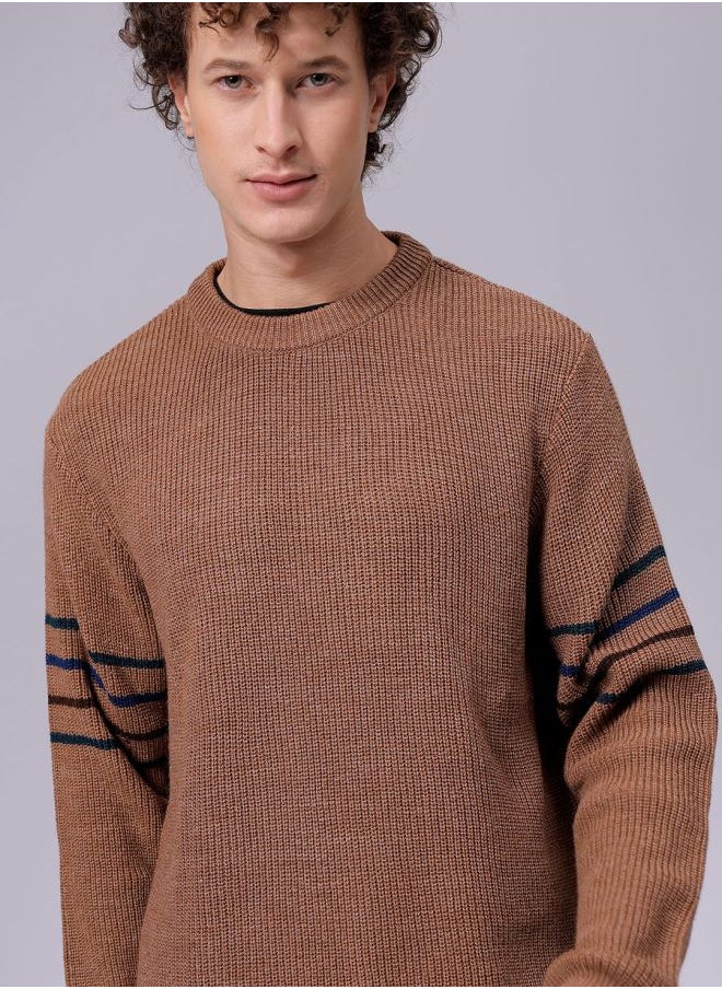 Men Relaxed Fit Textured Crew Neck Sweater