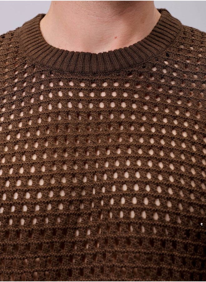 Men Relaxed Fit Textured Crew Neck Sweater