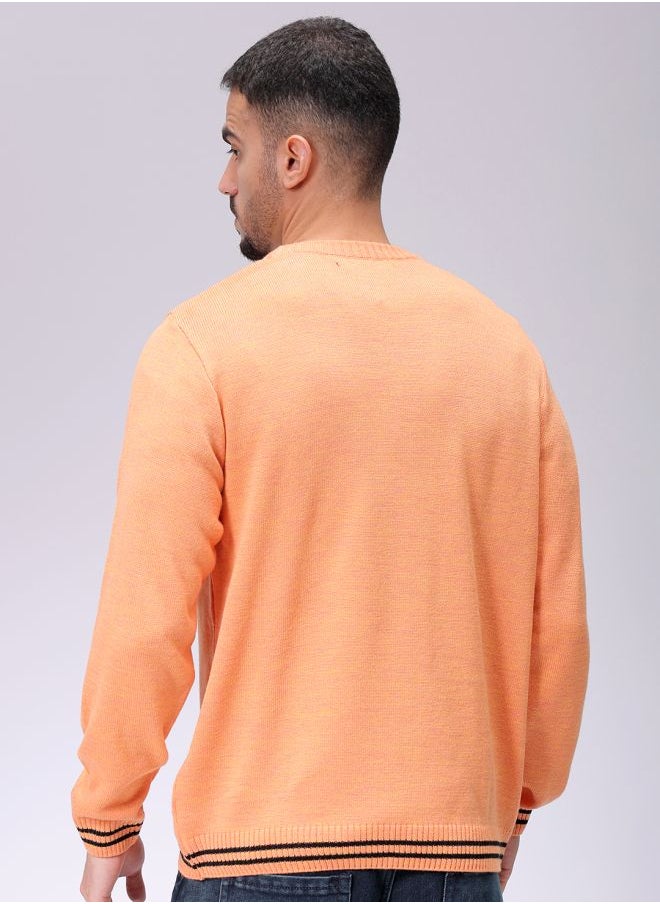 Men Relaxed Fit Typography Crew Neck Sweater