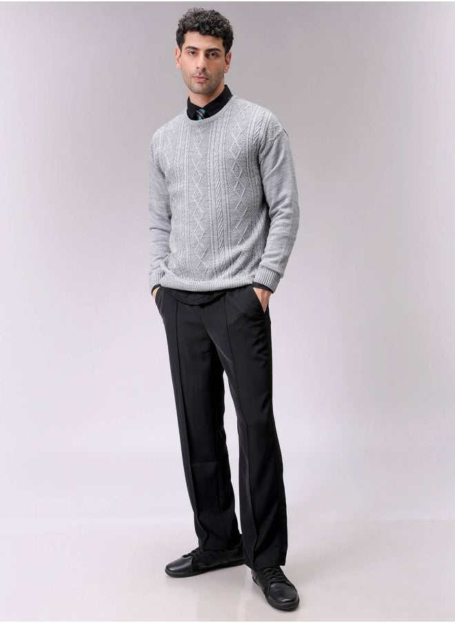 Men Oversized Textured Crew Neck Sweater
