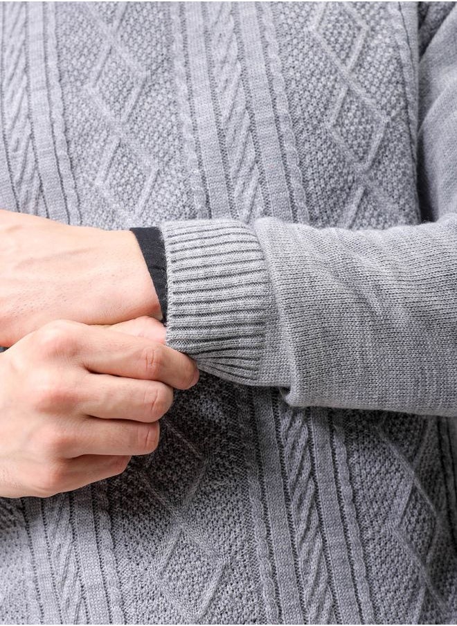 Men Oversized Textured Crew Neck Sweater