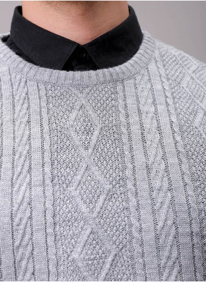 Men Oversized Textured Crew Neck Sweater