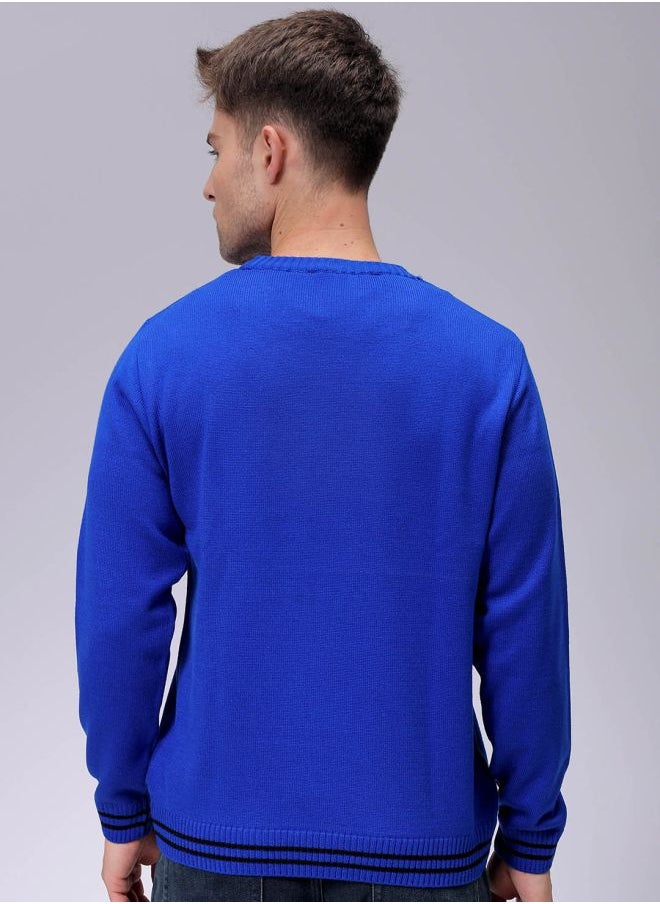 Men Relaxed Fit Typography Crew Neck Sweater