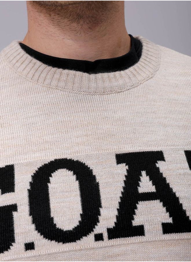 Men Relaxed Fit Typography Crew Neck Sweater