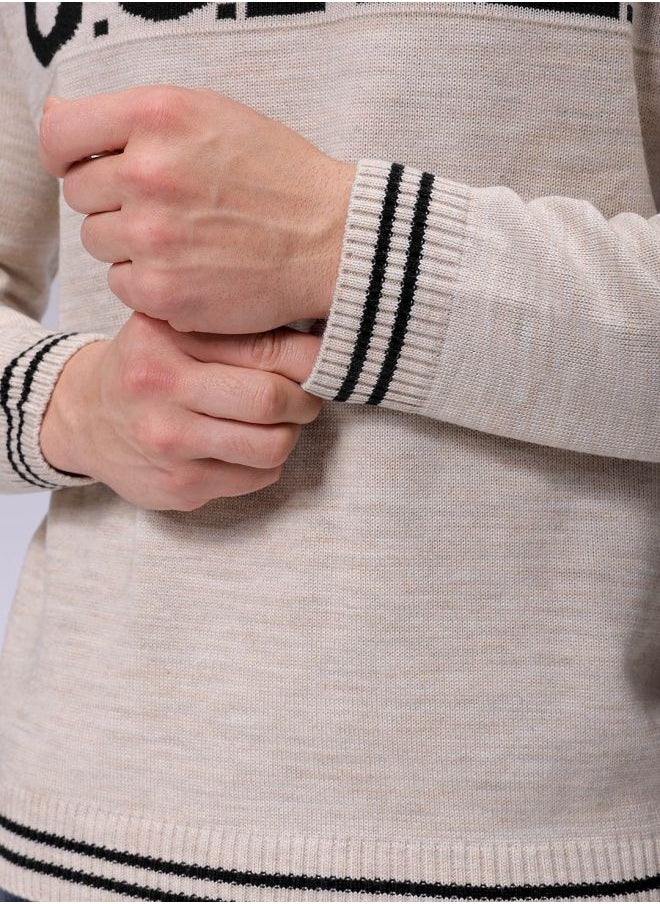 Men Relaxed Fit Typography Crew Neck Sweater