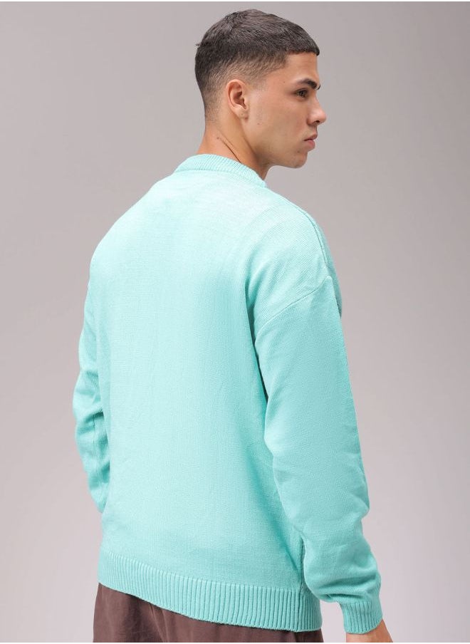 Men Oversized Character Crew Neck Sweater
