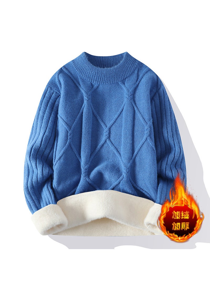 NASA New Mens Sweater Autumn/Winter Trendy Brand Twist Yarn Top Round Neck Thickened Warm Inner Student Knitted Top Ly-l326 white
