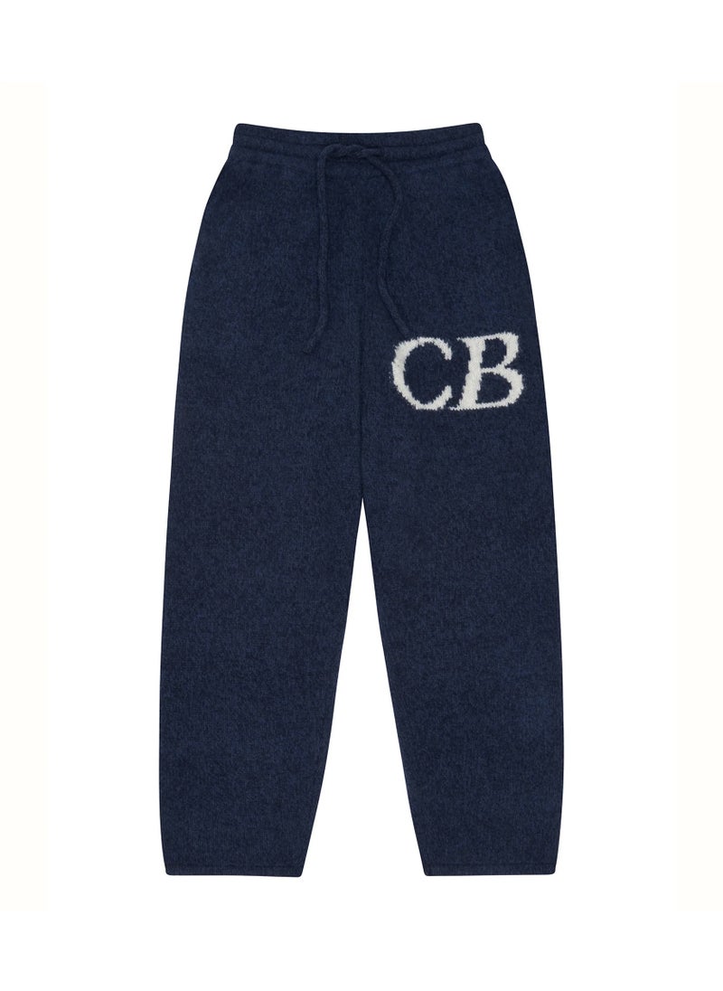 Loose Knitted Sweater Crew Neck High Street Style CB ICON Trendy Logo Letter Embroidery round Neck Long Pants Unisex Autumn Casu M986 royal blue