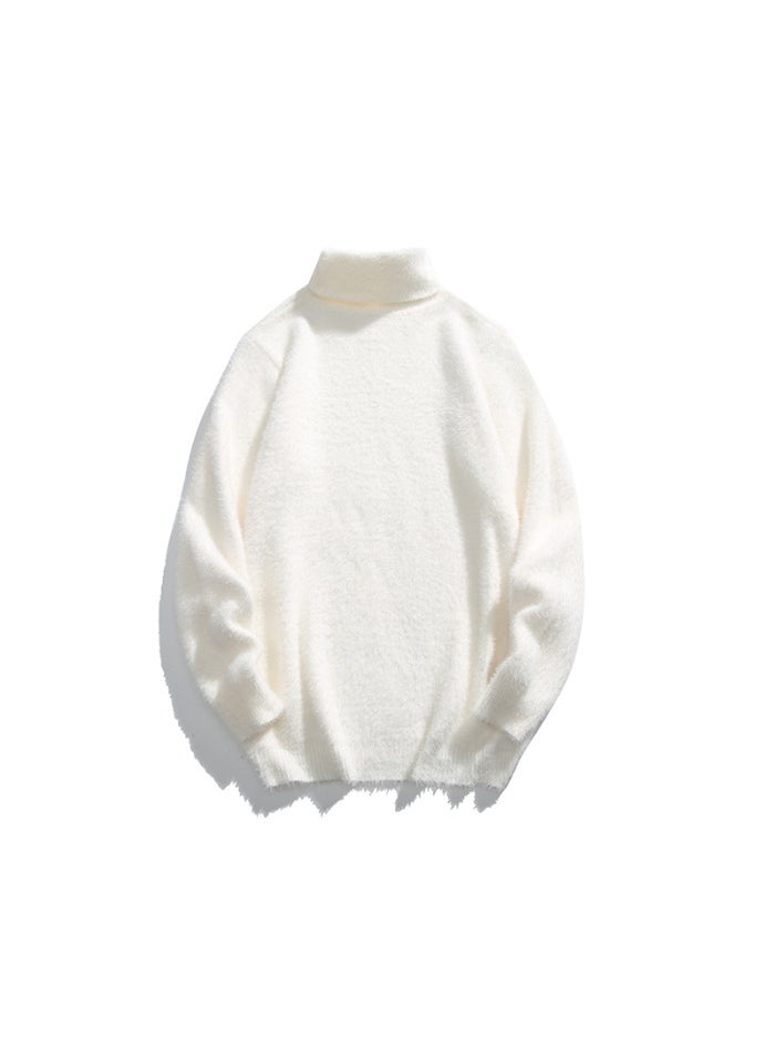 Mens Polo/Turtle Neck Sweater New Style Thickened Warm Inner Knitted Top Trendy Soft And Supple Versatile Top For Autumn Winter Navy blue