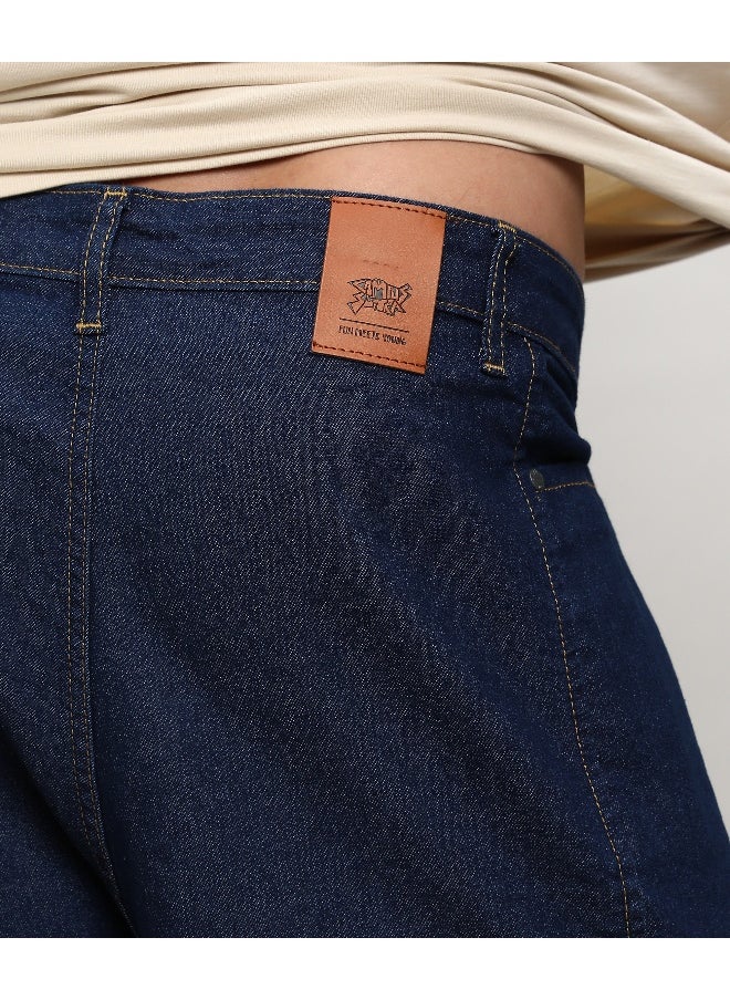 Men's Navy Blue Baggy Cargo Denim Jeans