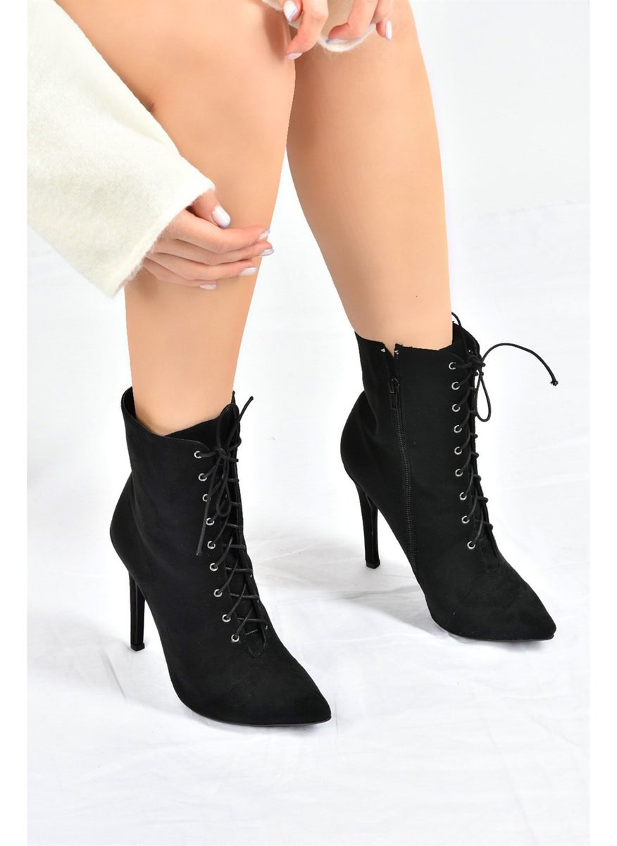 Black Suede Thin High Heels Women's Boots L372493502