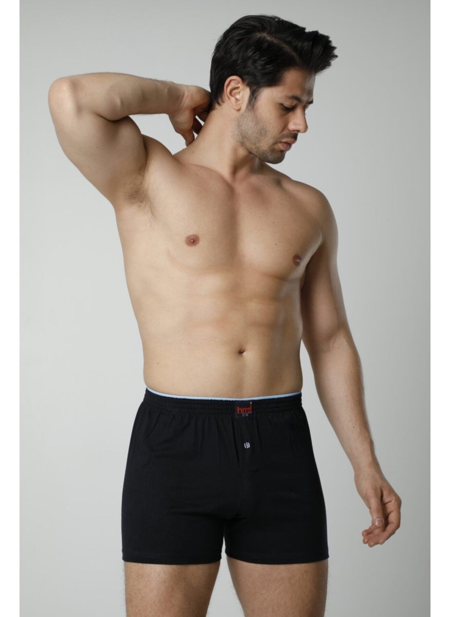 305 3-Piece Cotton Button Detail Lycra Men's Boxer Briefs - Navy Blue