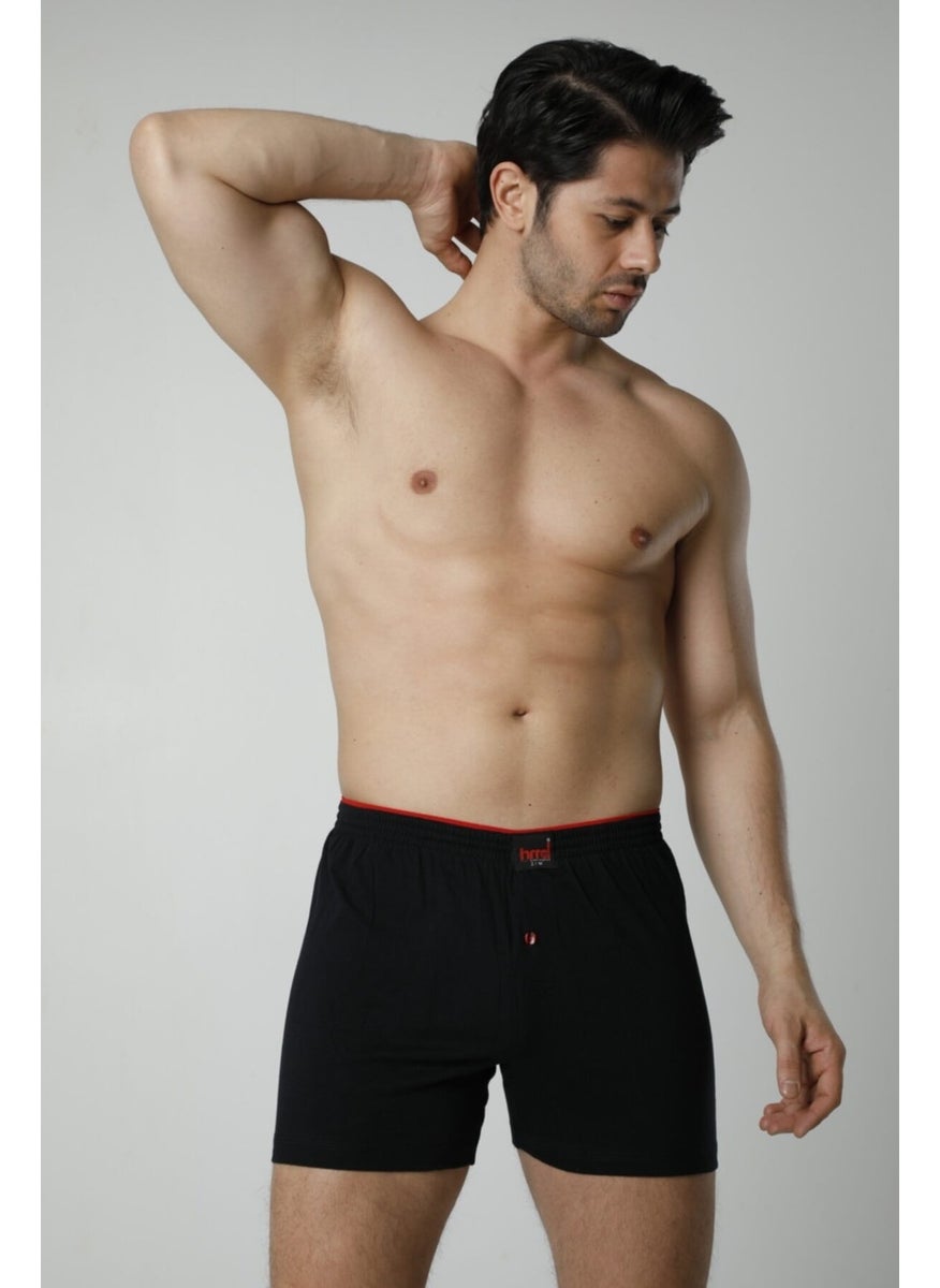305 3-Piece Cotton Button Detail Lycra Men's Boxer Briefs - Black