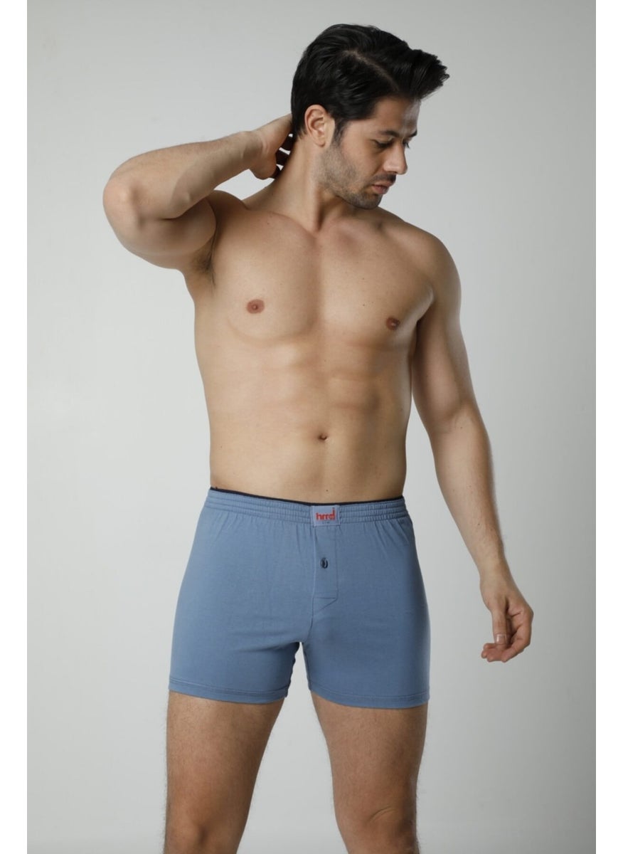 305 3-Piece Cotton Button Detail Lycra Men's Boxer Briefs - Blue
