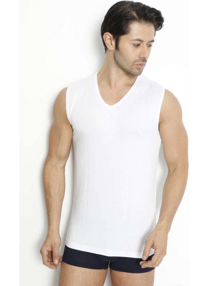 Lux Drm 3904 Men's Bamboo V Neck Zero Sleeve Undershirt