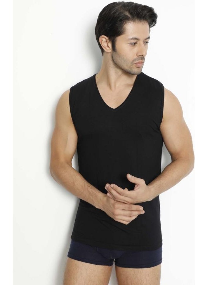 Lux Drm 3904 Men's Bamboo V Neck Zero Sleeve Undershirt