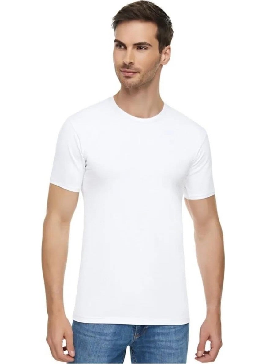Men's Crew Neck Lycra Short Sleeve Undershirt Undershirt 1301 - 12 Pieces
