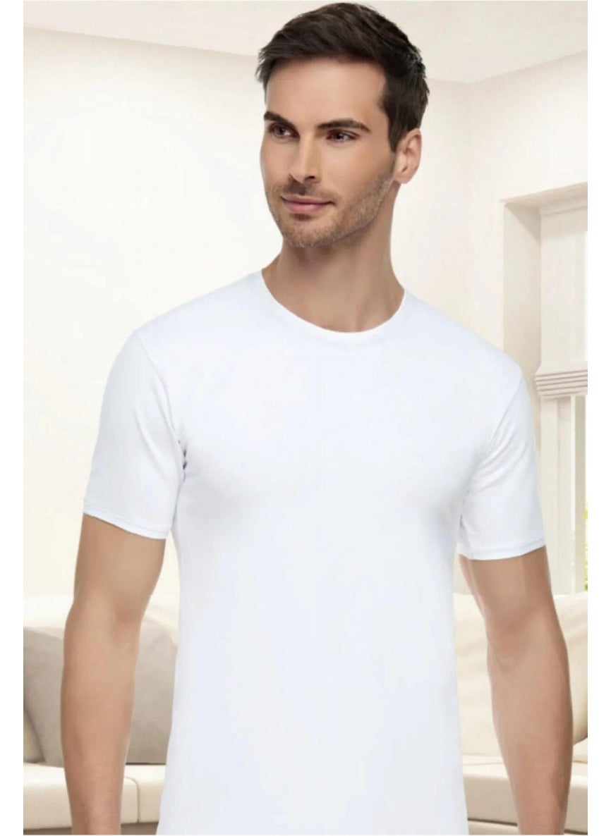 Men's Crew Neck Lycra Short Sleeve Undershirt Undershirt 1301 - 12 Pieces