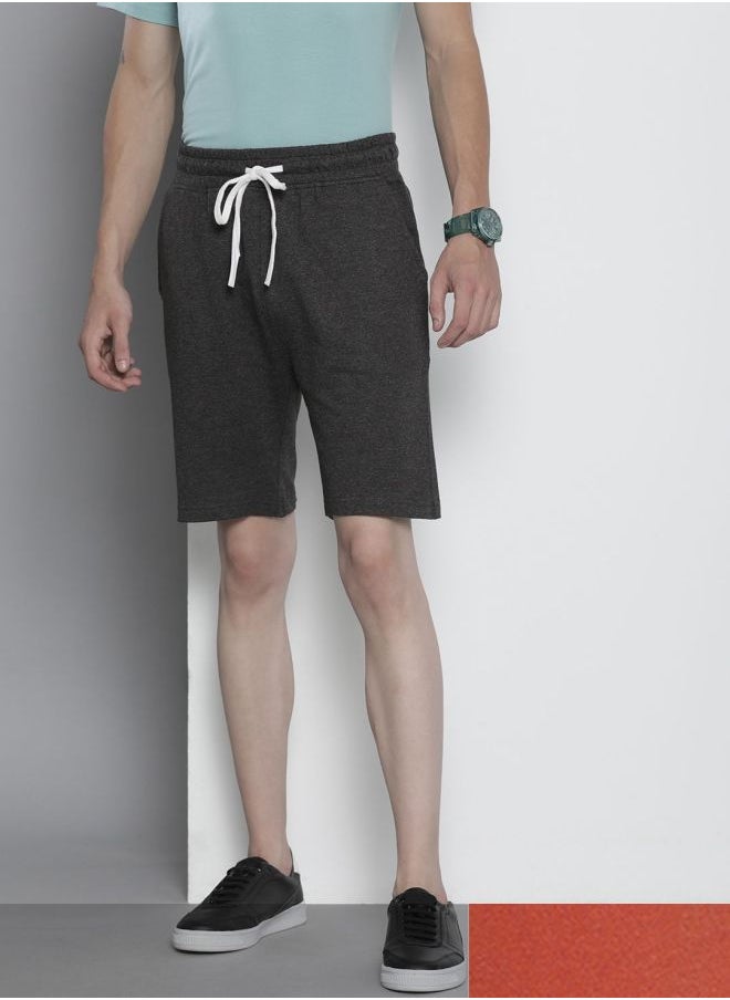 Men Regular Fit Placement Embroidery Mid-Rise Knitted Shorts