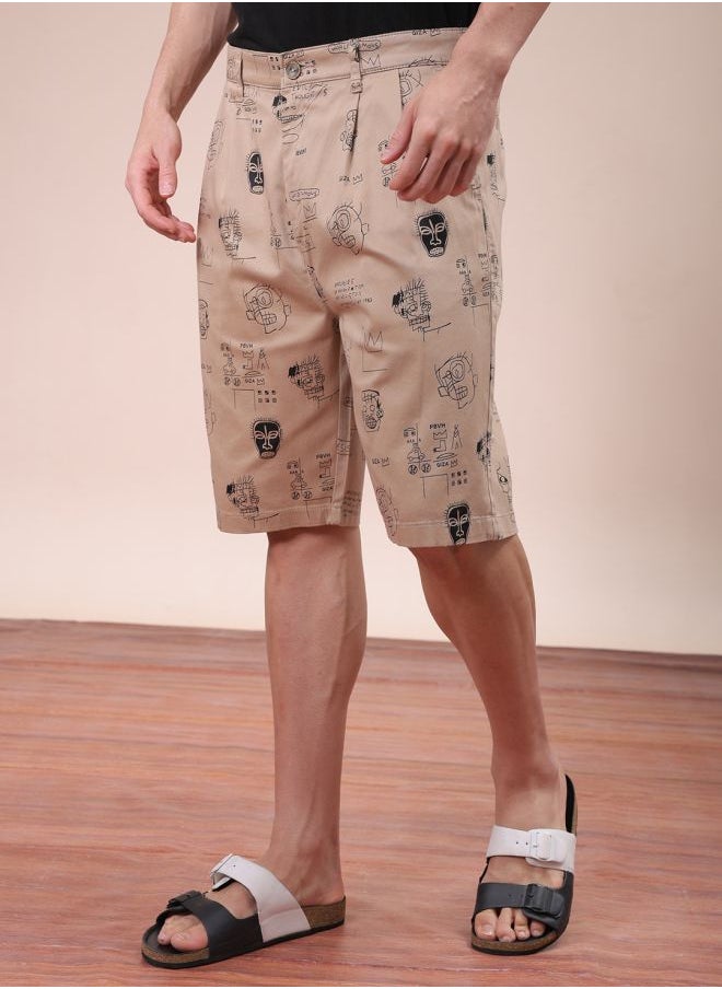 Men Relaxed Fit Stretchable Graphic Printed Mid-Rise Resort Wear Shorts