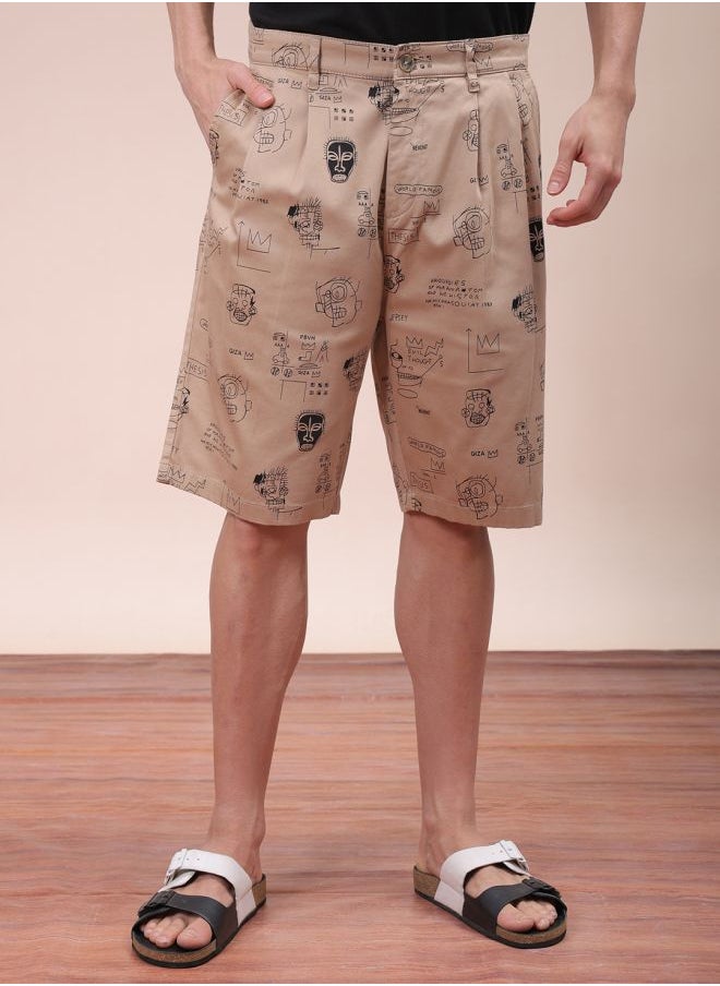 Men Relaxed Fit Stretchable Graphic Printed Mid-Rise Resort Wear Shorts