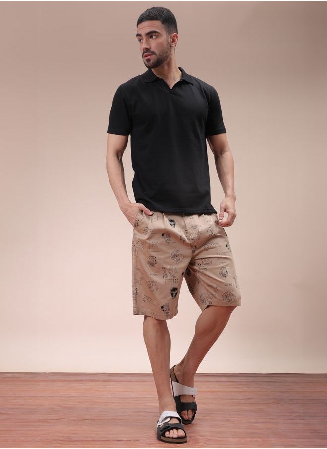 Men Relaxed Fit Stretchable Graphic Printed Mid-Rise Resort Wear Shorts