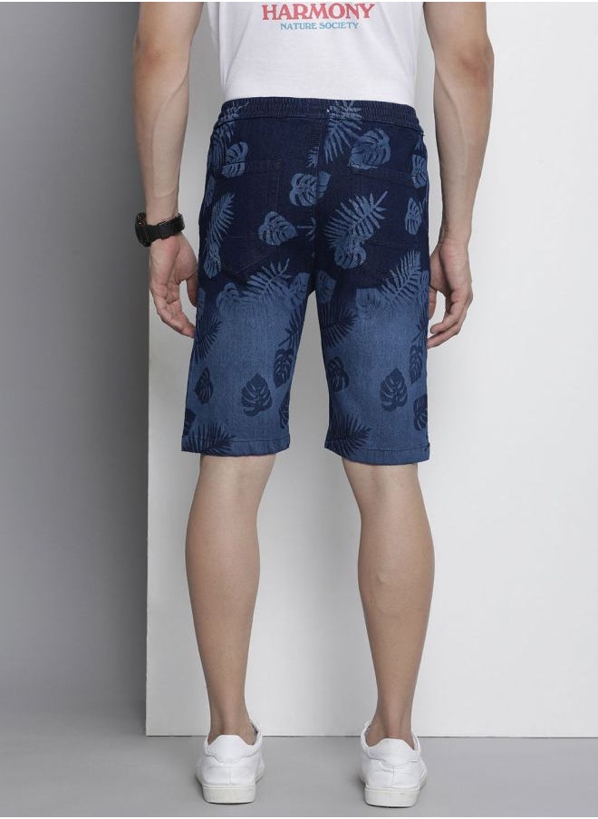 Men Regular Fit Solid Mid-Rise Denim Shorts