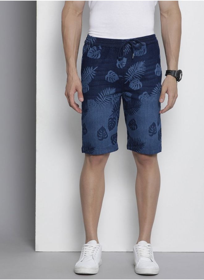 Men Regular Fit Solid Mid-Rise Denim Shorts