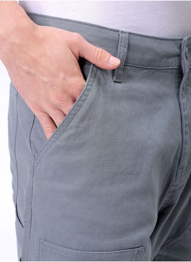 Men Relaxed Fit Patched Mid-Rise Carpenter Utility Cargo Shorts