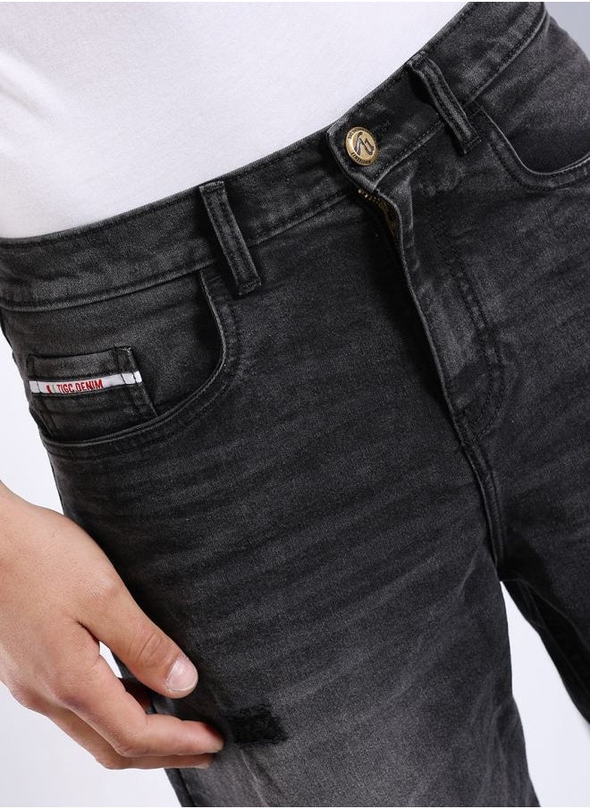 Men Regular Fit Solid Mid-Rise Denim Shorts