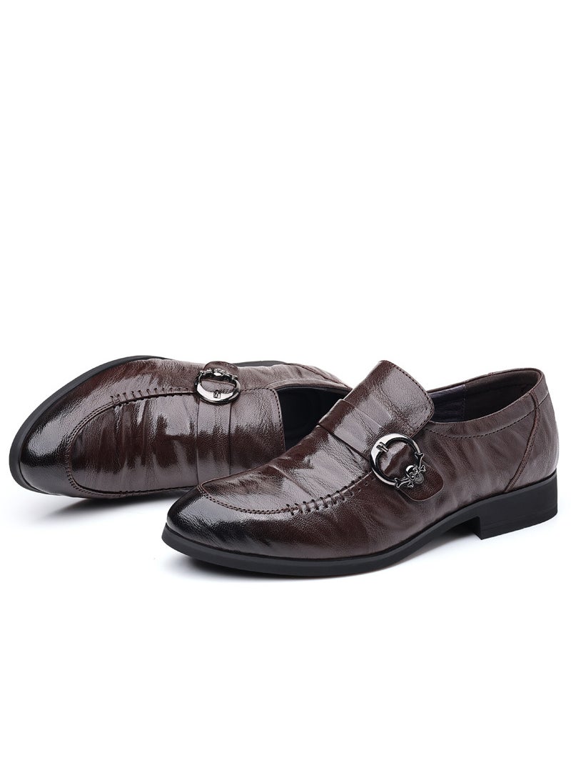 Mens Genuine Leather Business Shoes Brown 168-2 sheepskin