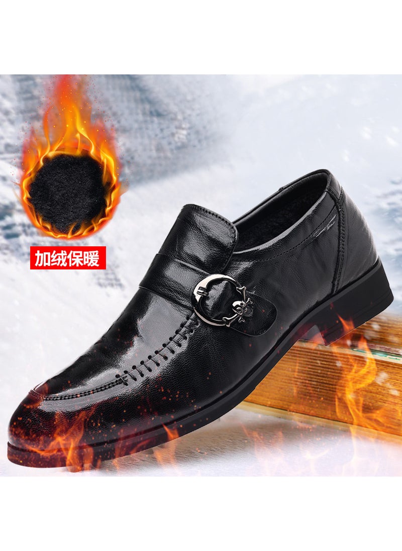 Mens Genuine Leather Business Shoes Black cotton 168-2 sheepskin
