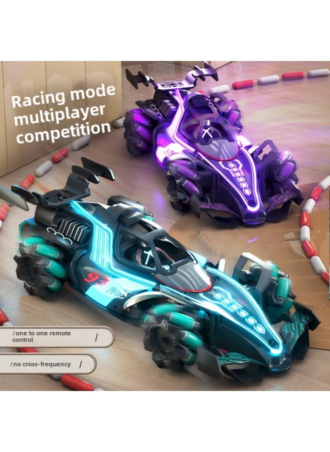 Formula F1 Remote Control Stunt Racing Four-wheel Drive Light Spray Gesture Induction Stunt Drift Toy Car-Color:Spray Formula Drift Racing-green-Scale: