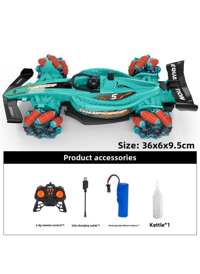 Formula F1 Remote Control Stunt Racing Four-wheel Drive Light Spray Gesture Induction Stunt Drift Toy Car-Color:Spray Formula Drift Racing-green-Scale: