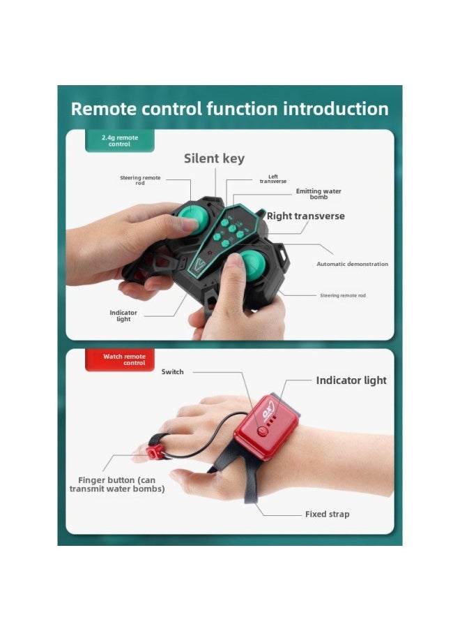 Super-large Induction Gesture Remote Control Tank Can Launch Water Bombs Electric Off-road Mecha Car Children's Toy Steam-Color:Oversized Tank-Blue ]-Specifications:a Group Of Batteries