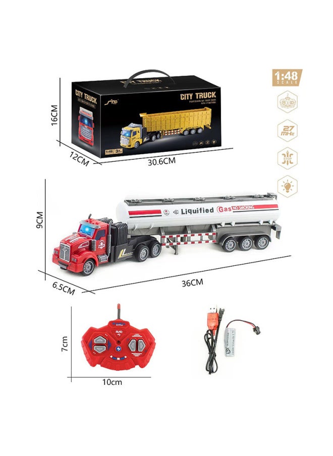 Wireless Remote Control Car Half-trailer Engineering Vehicle Heavy Transport Truck Self-dumping Truck Boys Model Toy-Color:QH200-3D Long Head Oil Tanker-Proportion:Package 1: 1 Lithium Battery 1 Charging Line